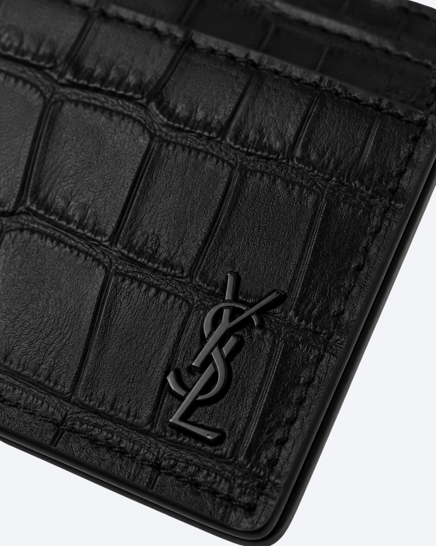 Porta-Cartões Saint Laurent em Couro Crocodilo