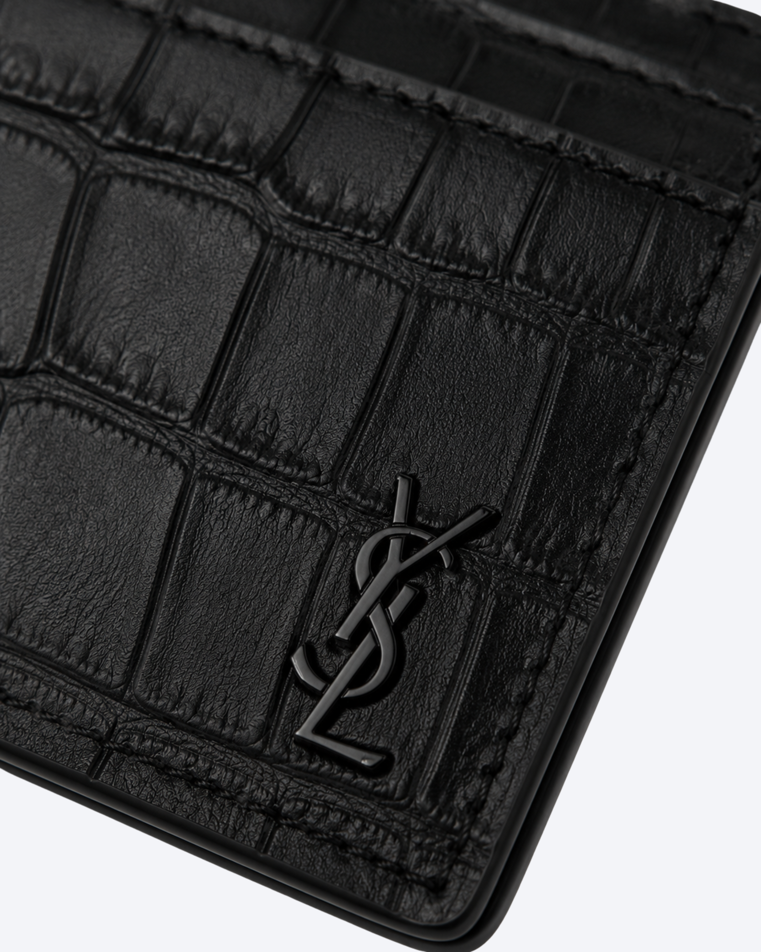 Porta-Cartões Saint Laurent em Couro Crocodilo